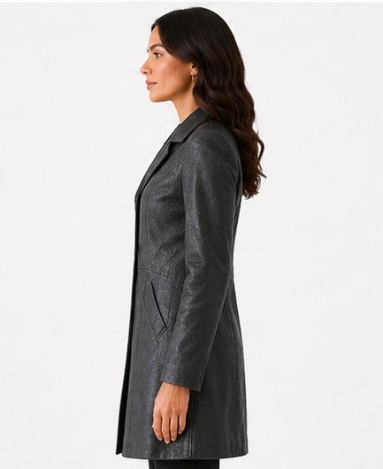 Women’s Embossed Leather Long Coat
