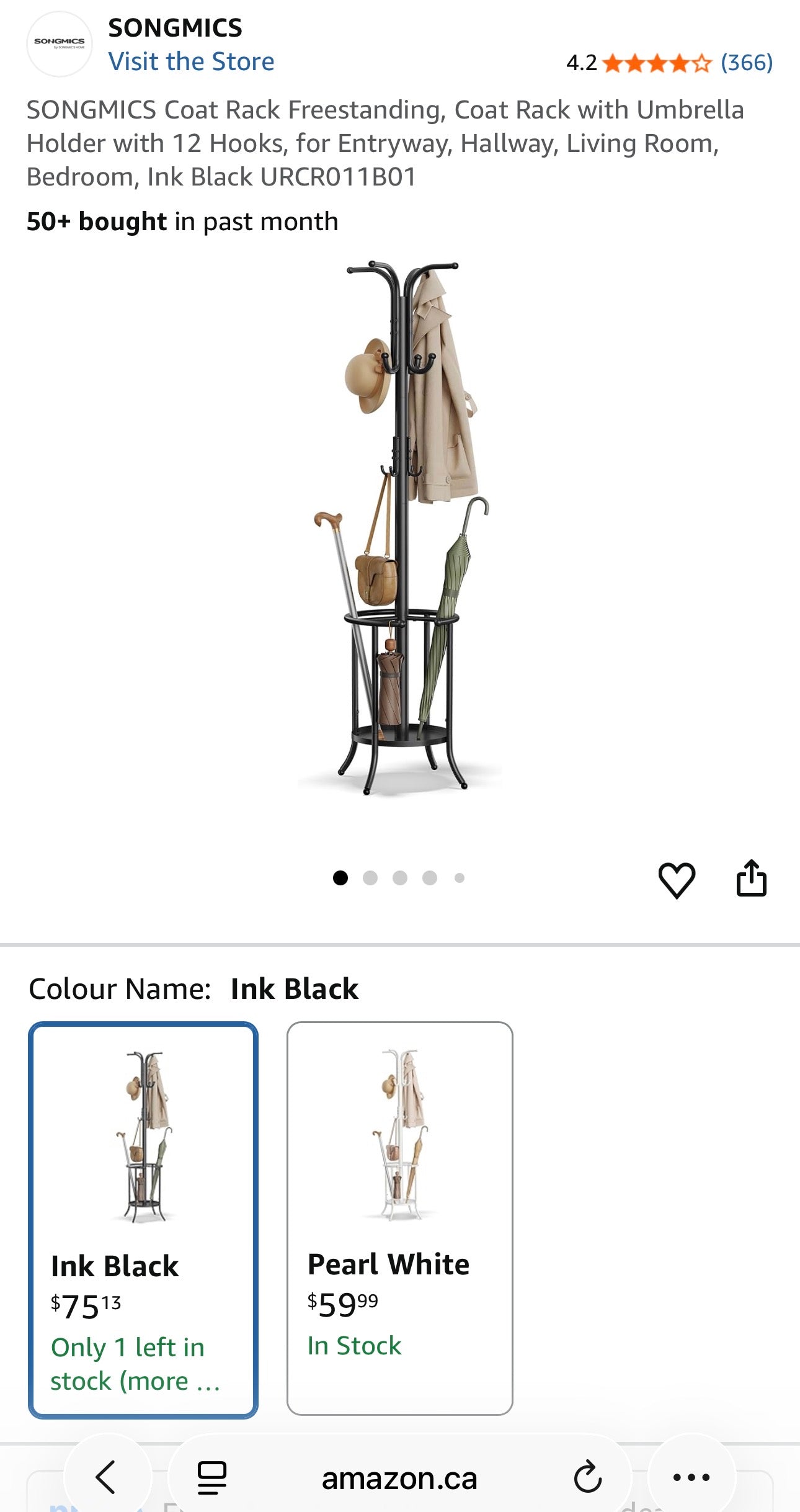 SONGMICS Metal Coat Rack with Umbrella Stand