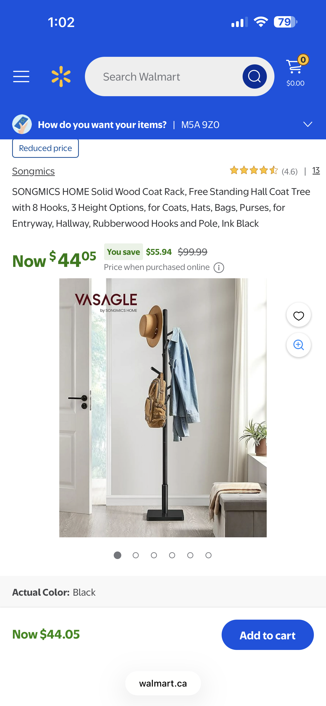 SONGMICS Solid Wood Coat Rack