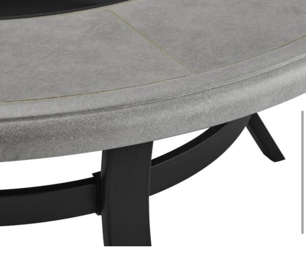 Whitfield 38” Wood Burning Fire Pit – Ceramic Tile Top Outdoor Table