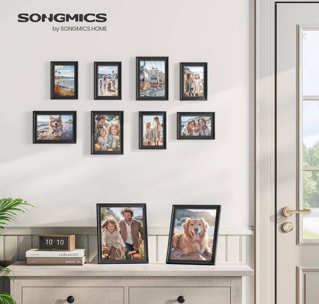 SONGMICS 10-Piece Ash Black Wall & Tabletop Frame Set
