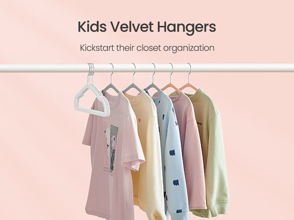 Kids Velvet Slim Hangers – Coral Pink