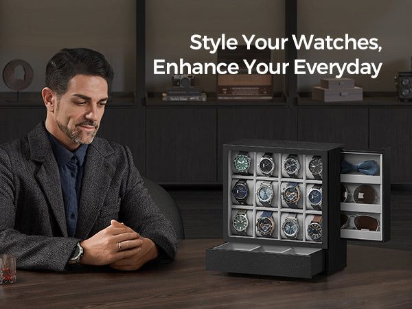 SONGMICS Vertical Watch Box with Drawers