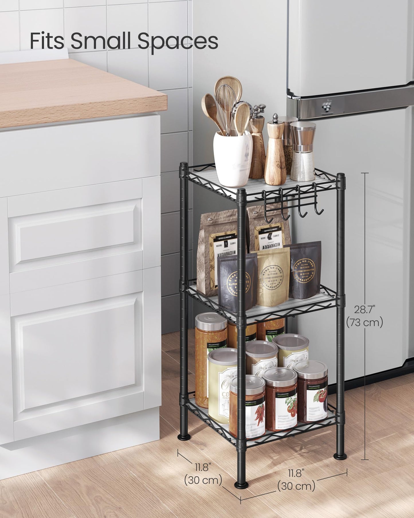 SONGMICS 3-Tier Adjustable Metal Storage Shelf