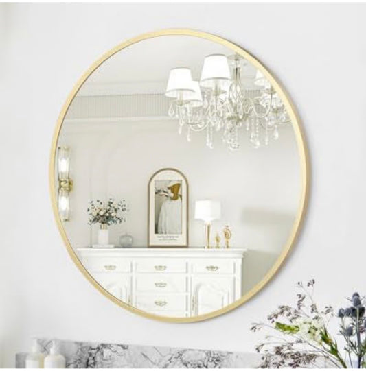 GARVEE 32” Gold Round Wall Mirror