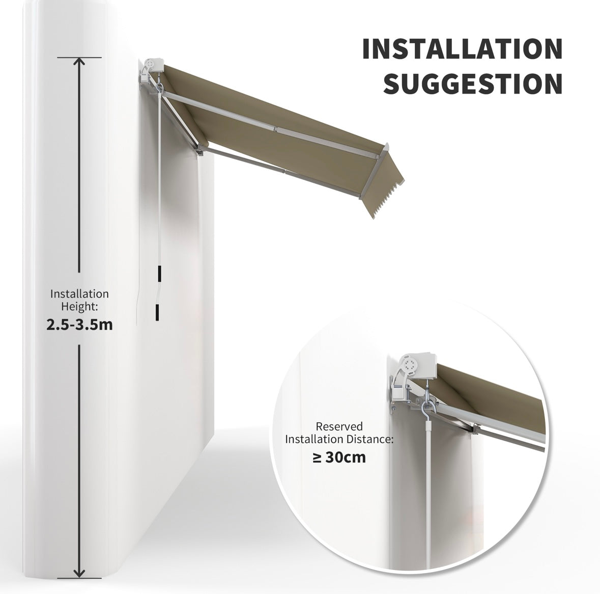 Outsunny Manual Retractable Patio Awning – Adjustable Sunshade | Aluminum Frame | UV & Heat Protection