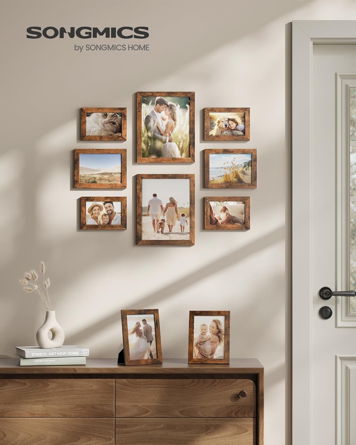 SONGMICS 10-Pack Picture Frame Set – Rustic Brown