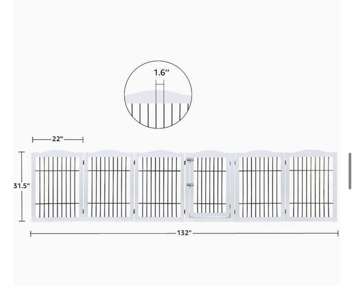 Extra-Wide 6-Panel Freestanding Pet Gate & Playpen