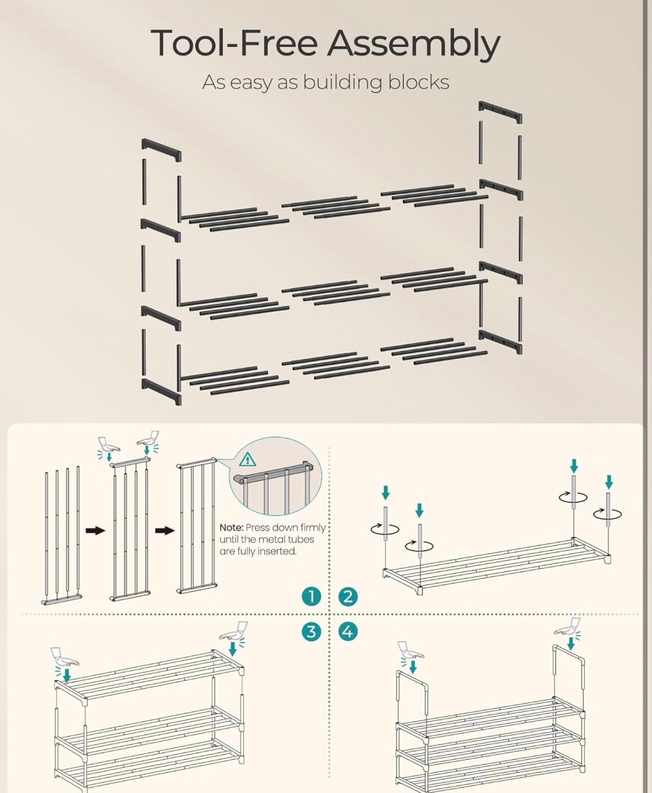 SONGMICS 3-Tier Metal Shoe Rack
