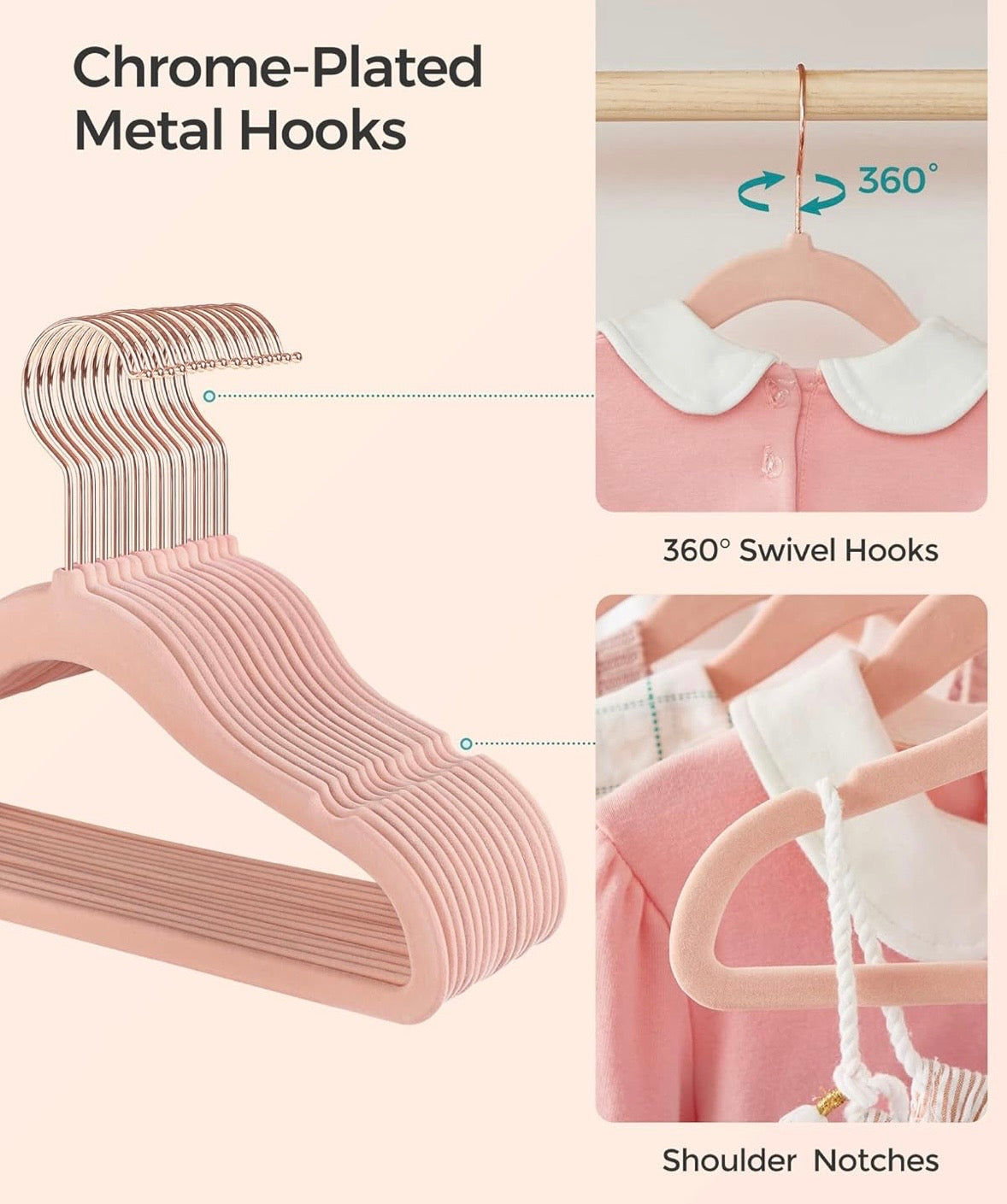 SONGMICS Kids Velvet Hangers