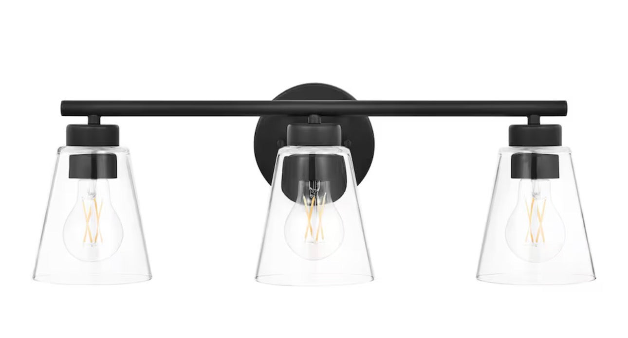 Hampton Bay 3-Light Matte Black Vanity Light