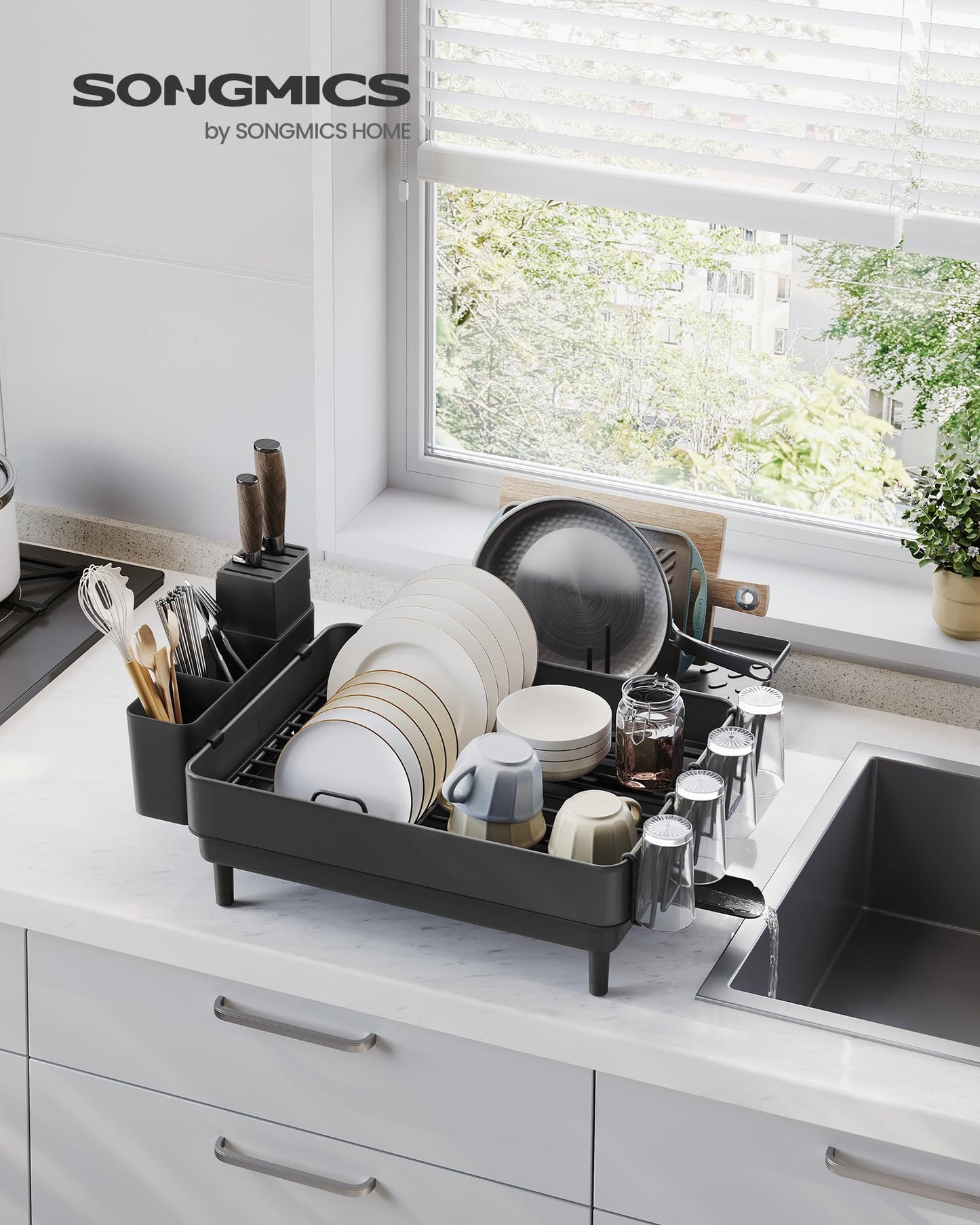 SONGMICS Dish Drying Rack- Black