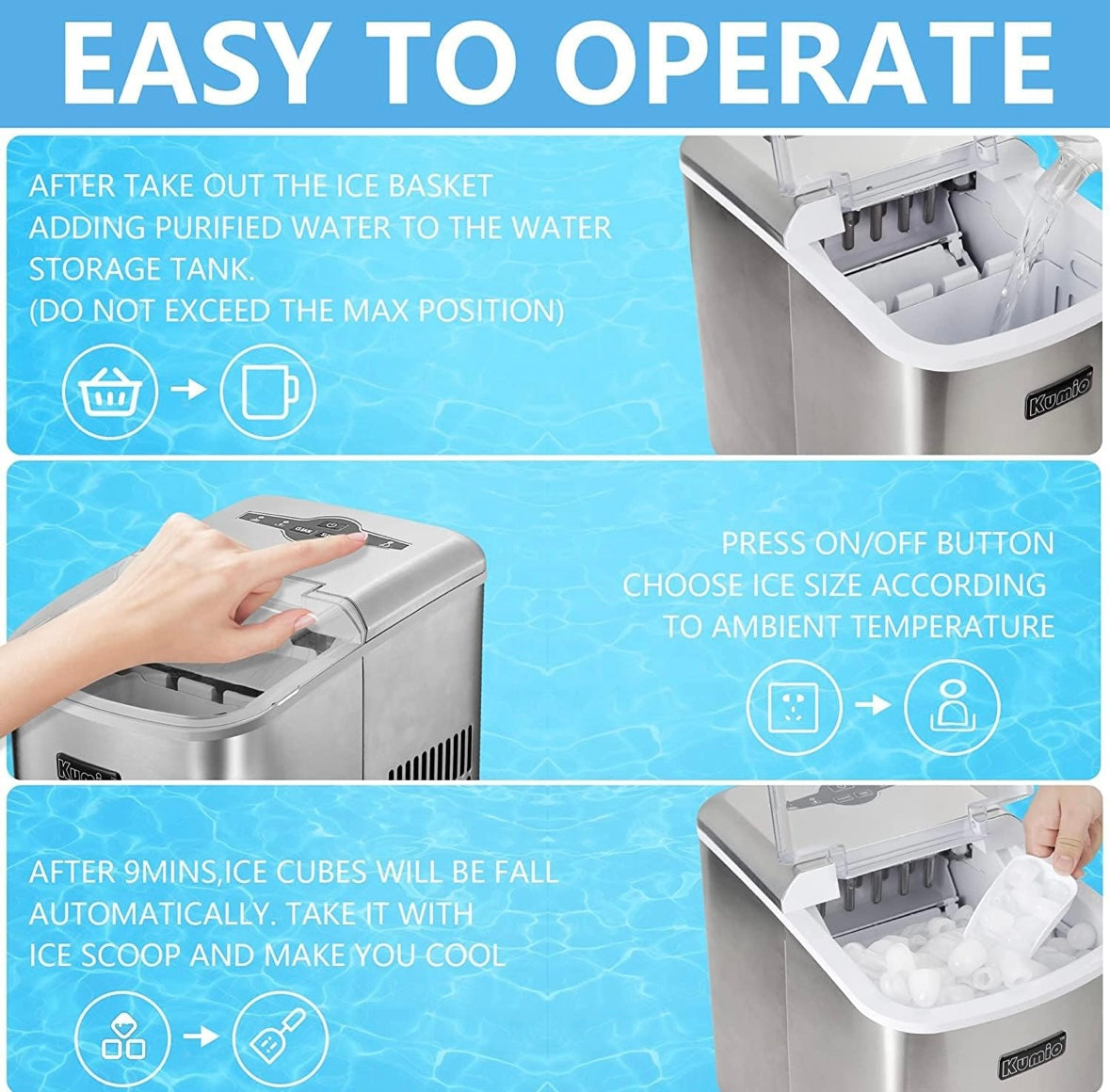 KUMIO ICM-1508 Portable Countertop Ice Maker – 40 % Off Amazon Price!