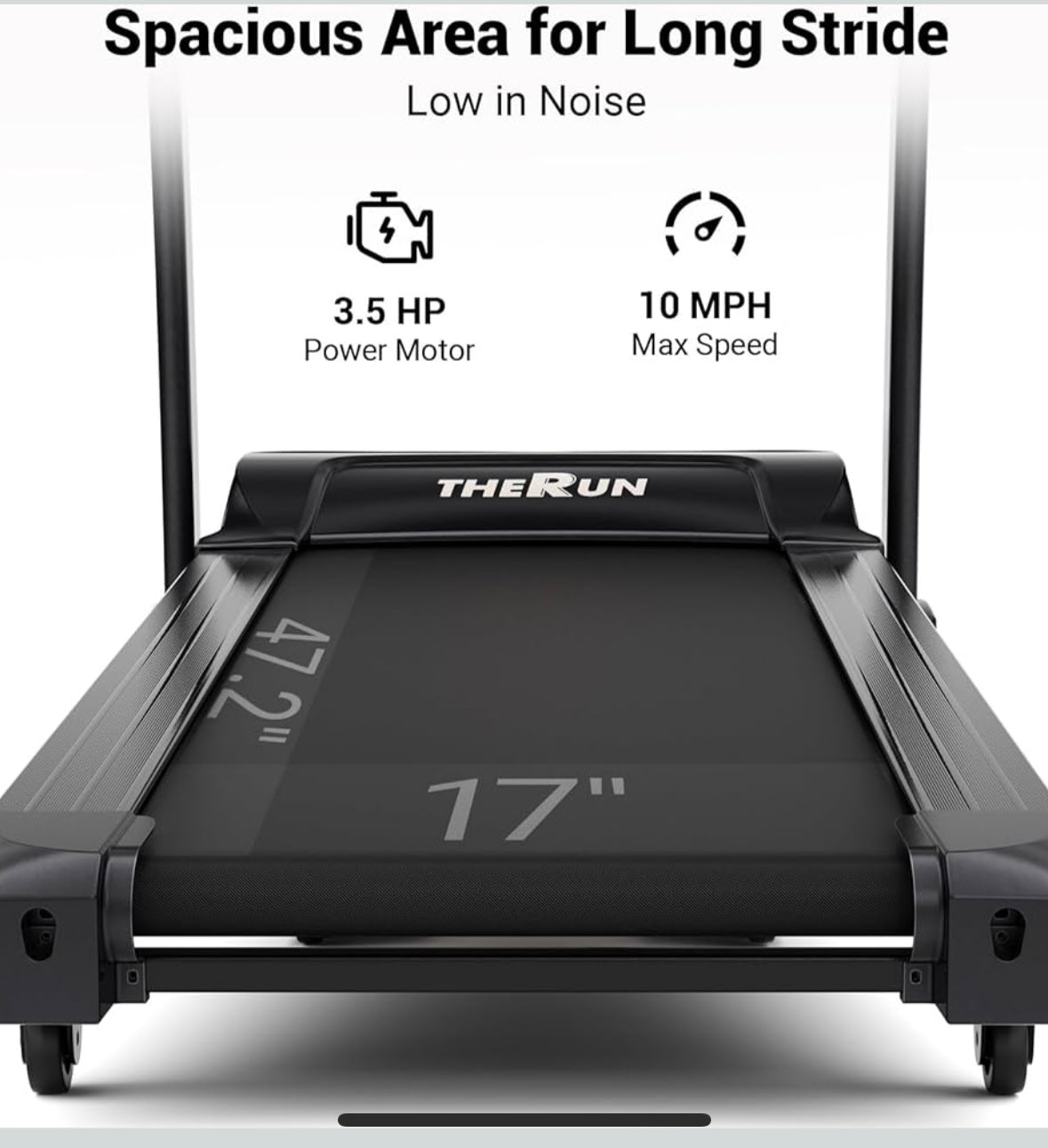 THERUN Foldable Auto Incline Treadmill – 3.5 HP Bluetooth Home Treadmill