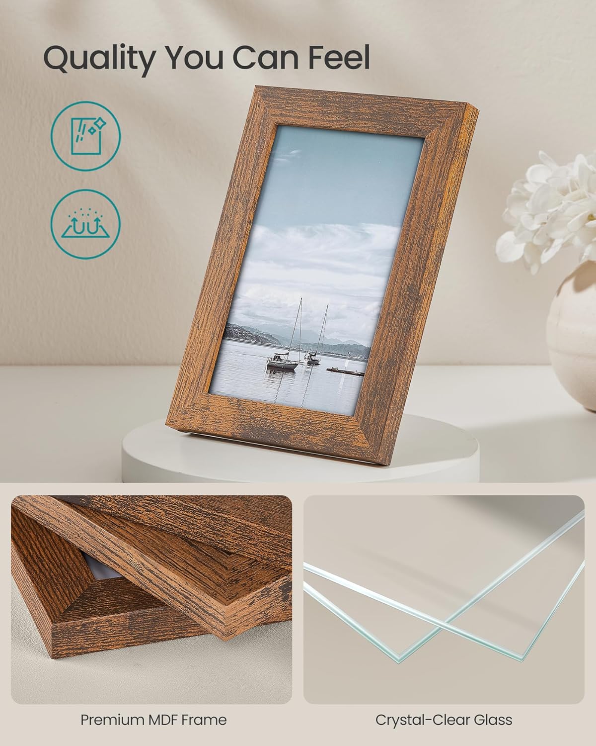 SONGMICS 10-Pack Picture Frame Set – Rustic Brown
