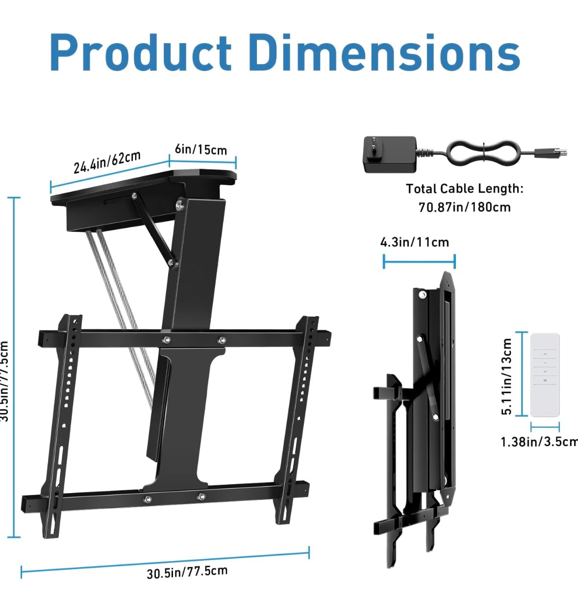 Motorized Ceiling TV Mount – Flip Down Electric Remote Mount (32”–71”)