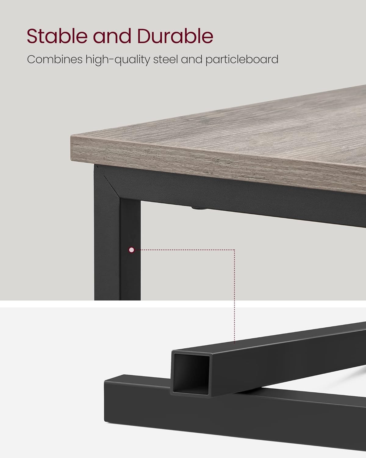 VASAGLE Narrow Side Table with Charging Station – Greige + Black