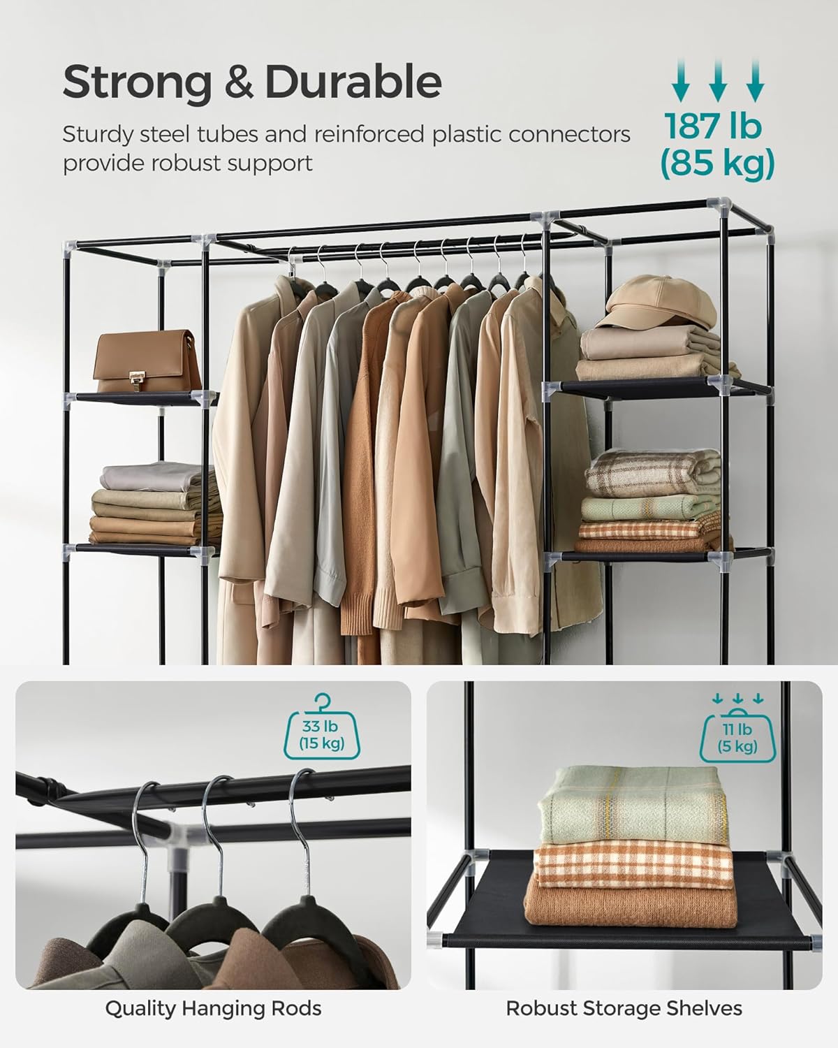 SONGMICS Portable Closet Wardrobe – Black