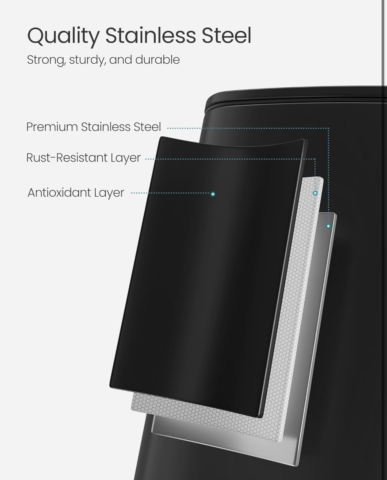 SONGMICS 8-Gallon Stainless Steel Step-On Trash Can