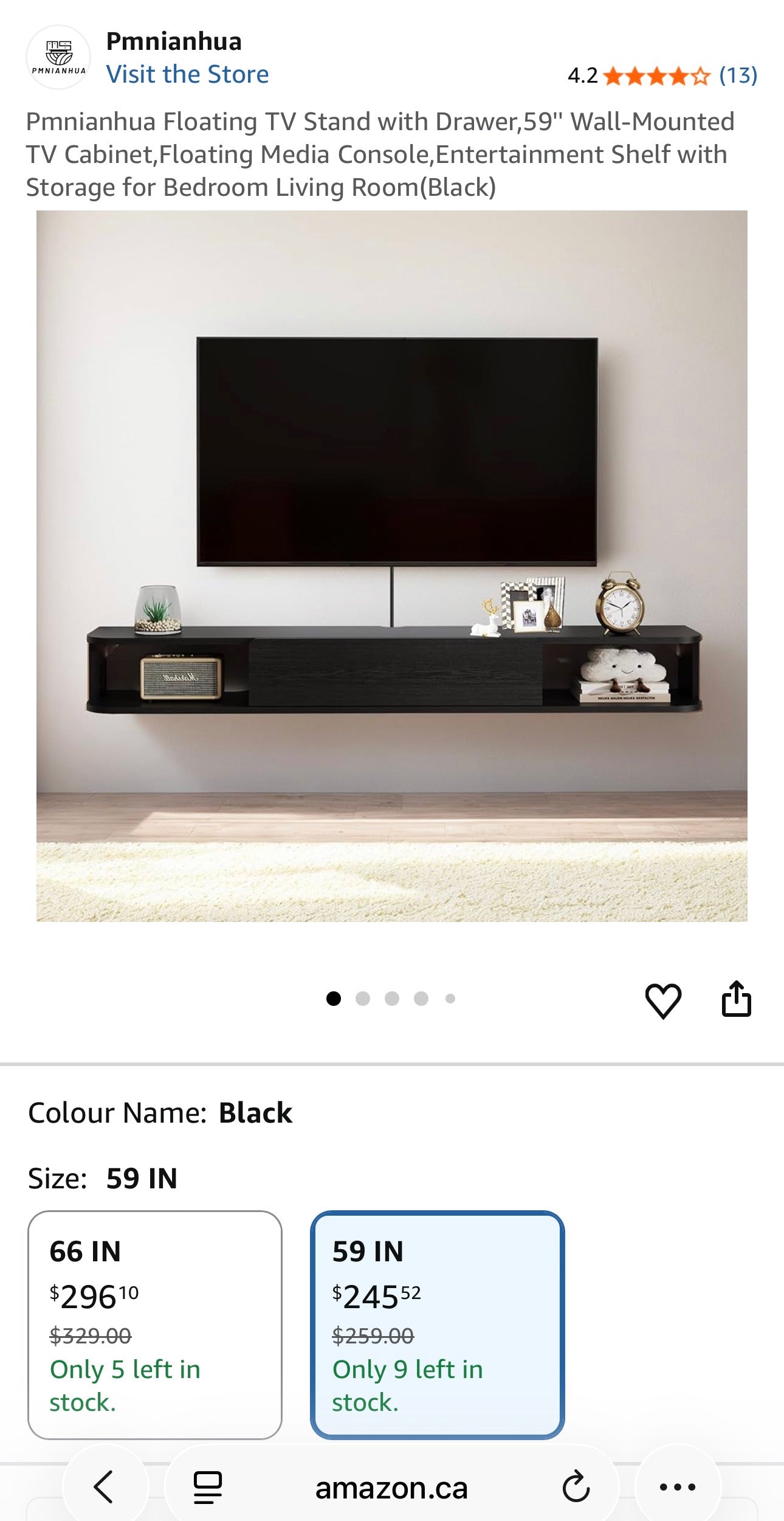 Floating Wall-Mounted TV Stand – 59”