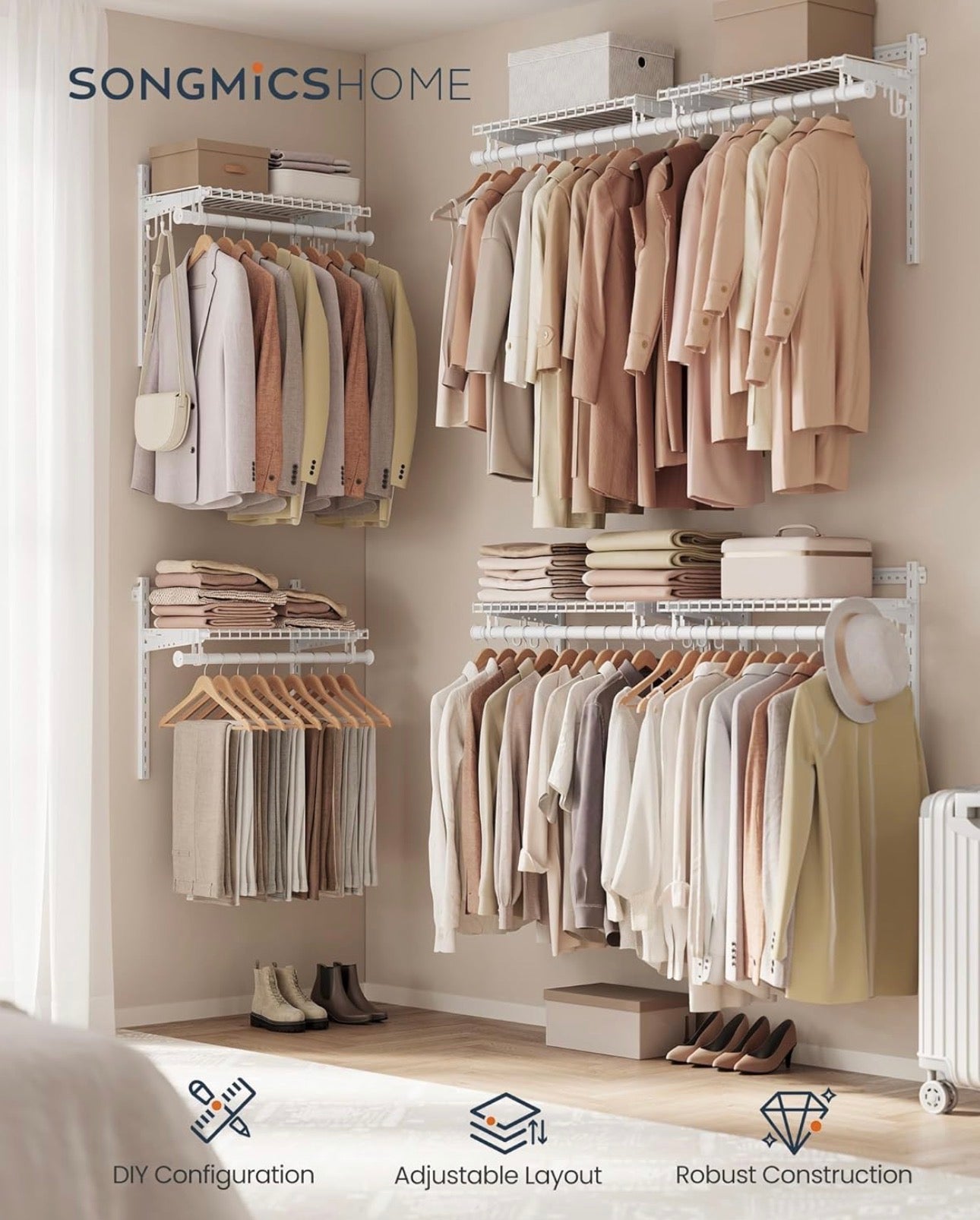 SONGMICS HOME Adjustable Closet System