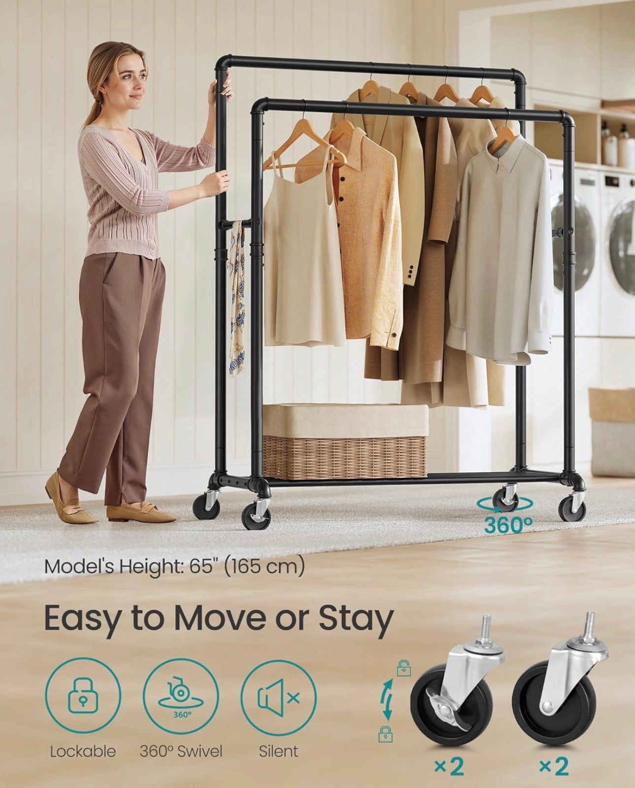 SONGMICS Industrial Double-Rail Garment Rack