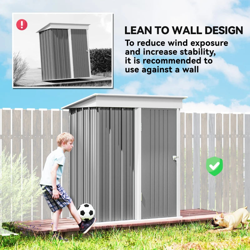 Outsunny Outdoor Storage Shed – Steel Lean-To Shed with Adjustable Shelf