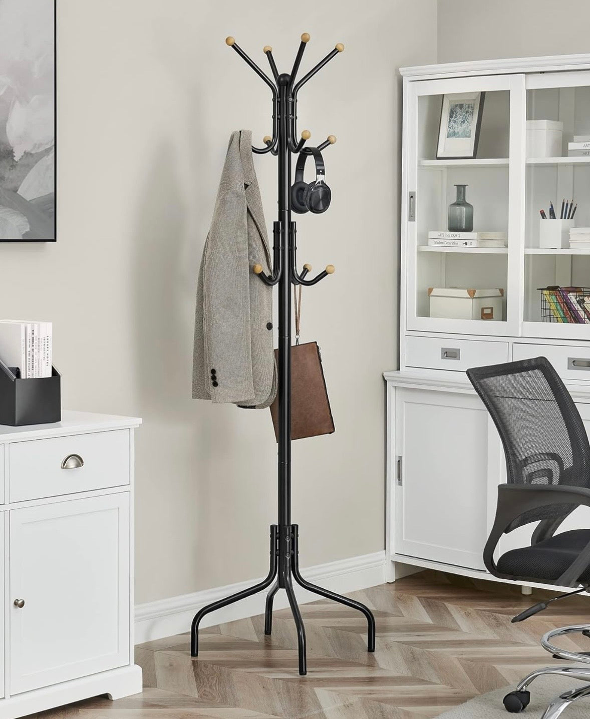 SONGMICS Freestanding Coat Rack – 12 Hook Metal Coat Tree