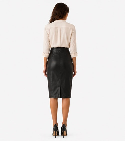 Women’s Genuine Leather Pencil Skirt - Size 4