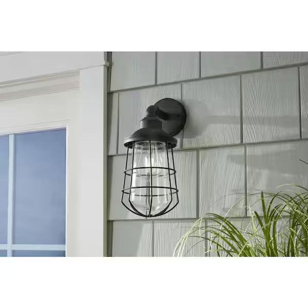 Wall-Mount 1-Light Black Outdoor Nautical Wall Lantern