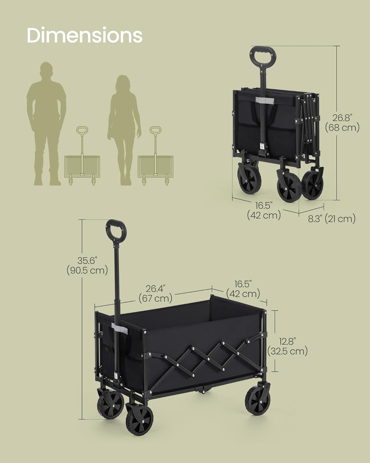 SONGMICS Folding Utility Wagon – Ink Black