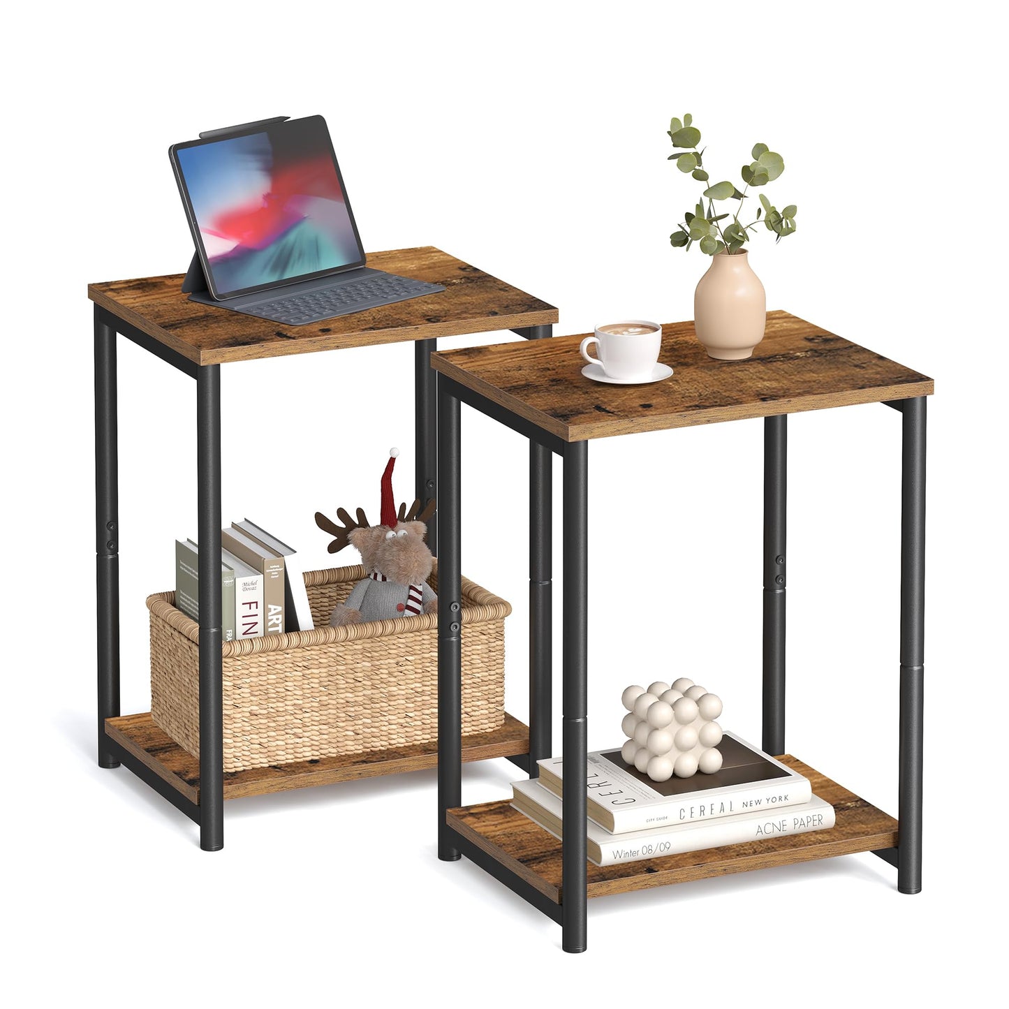 VASAGLE Industrial Side Tables – Set of 2