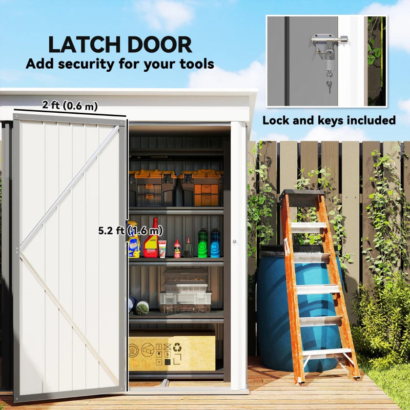 Outsunny Outdoor Storage Shed – Steel Lean-To Shed with Adjustable Shelf