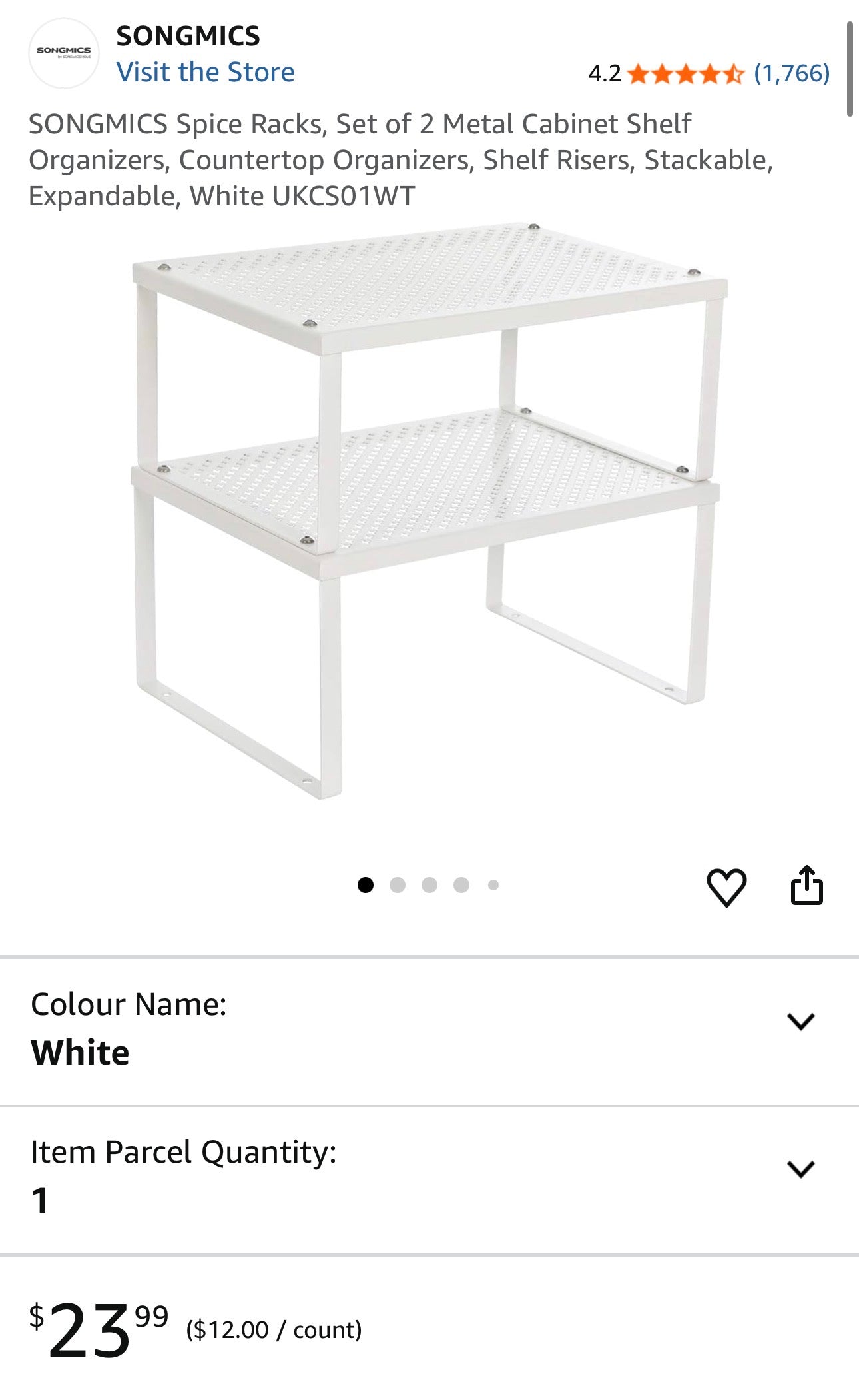 SONGMICS Set of 2 Expandable Metal Cabinet Shelves