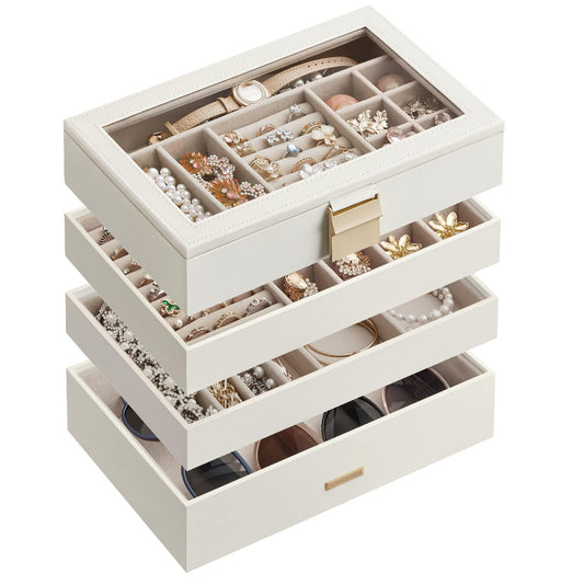 SONGMICS 4-Layer Stackable Jewelry Organizer Box