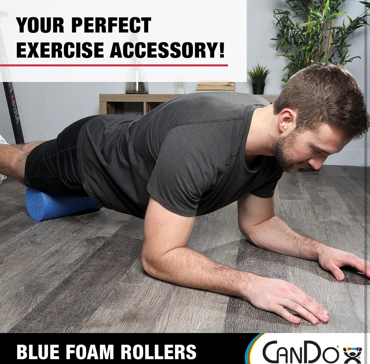 Cando 6” x 36” Foam Roller — Standard Density for Massage, Balance & Core Training