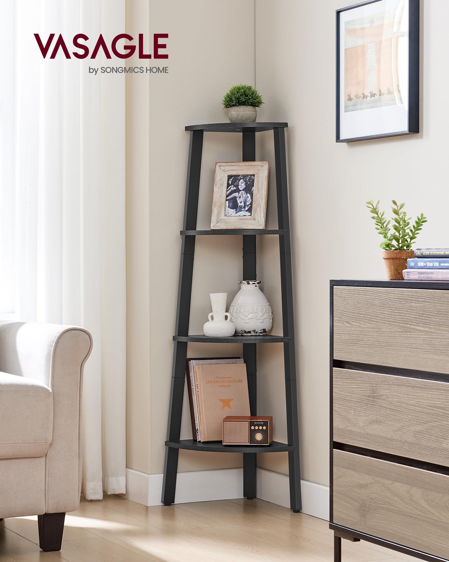 Industrial 4-Tier Corner Shelf