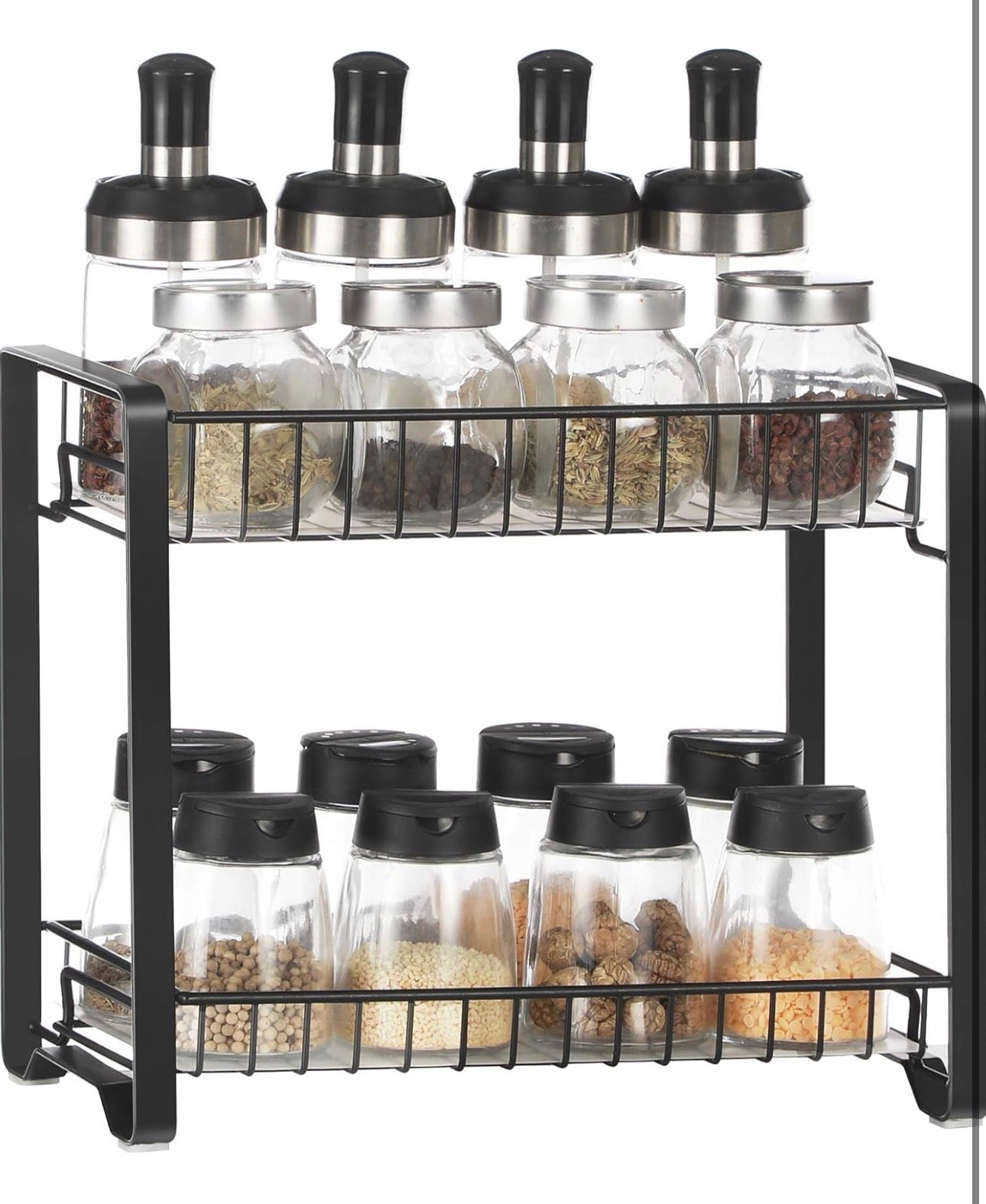 SONGMICS 2-Tier Plastic Spice Rack Organizer