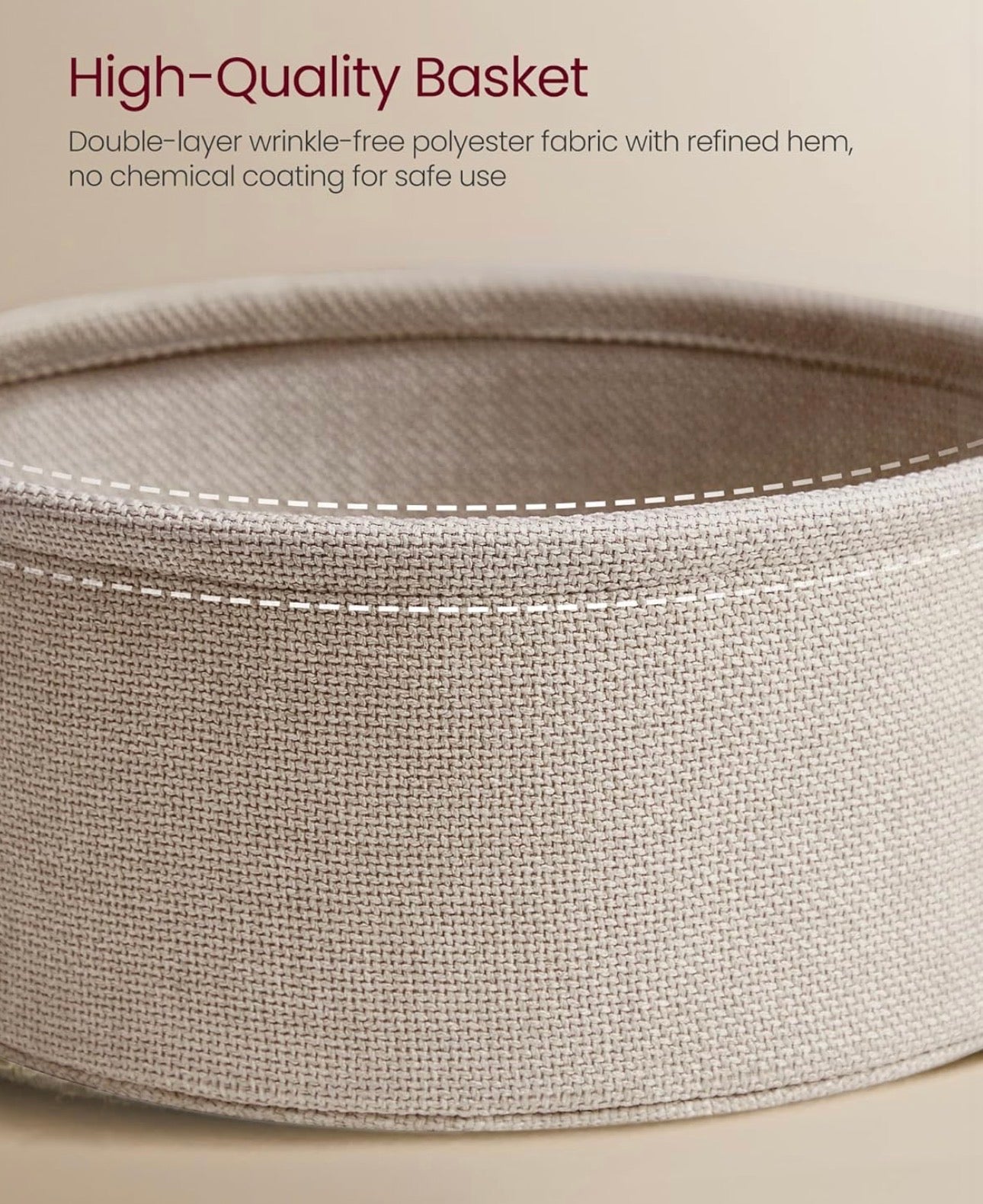 VASAGLE LILEA Round Side Table with Fabric Basket