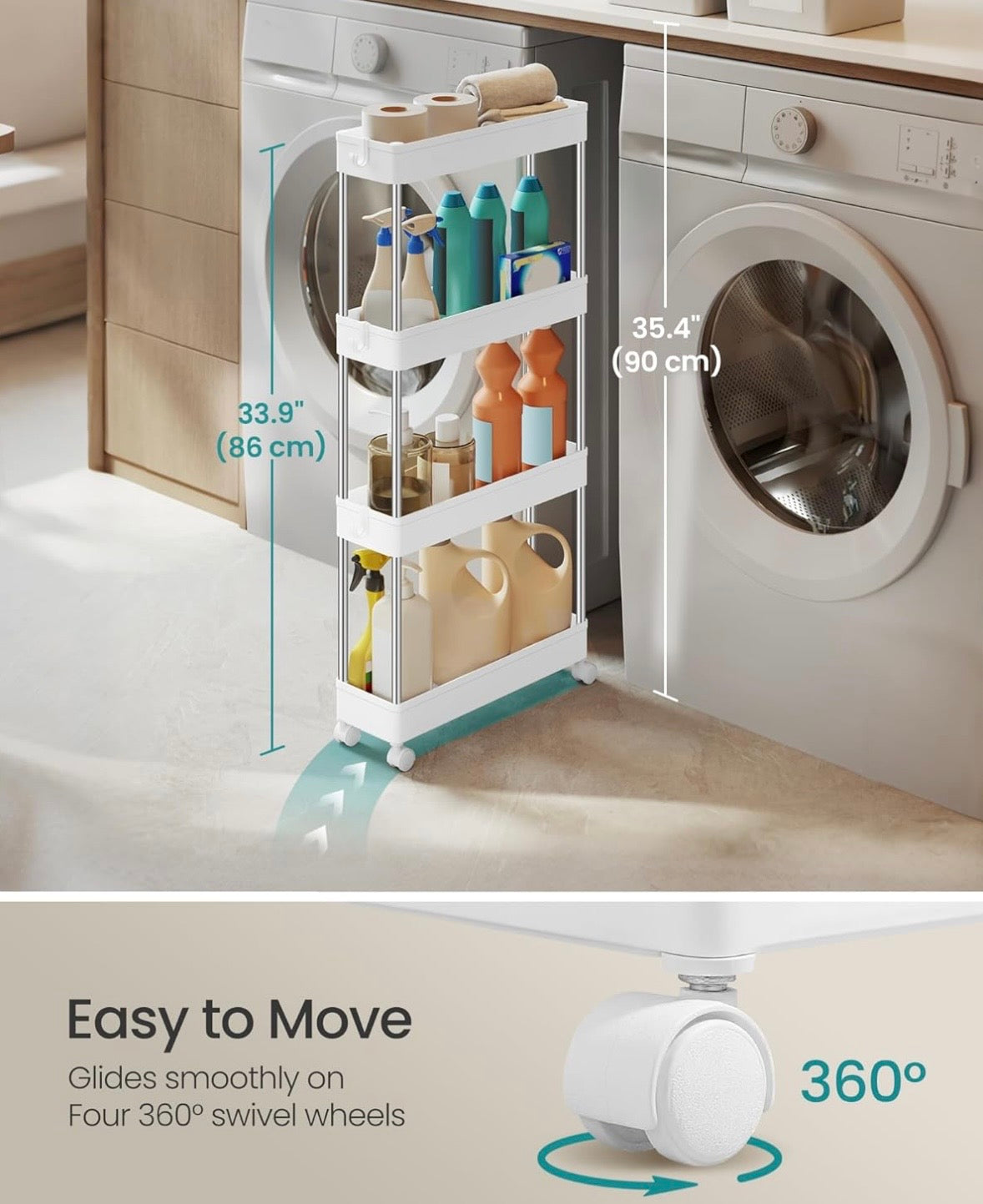 SONGMICS Slim Rolling Storage Trolley