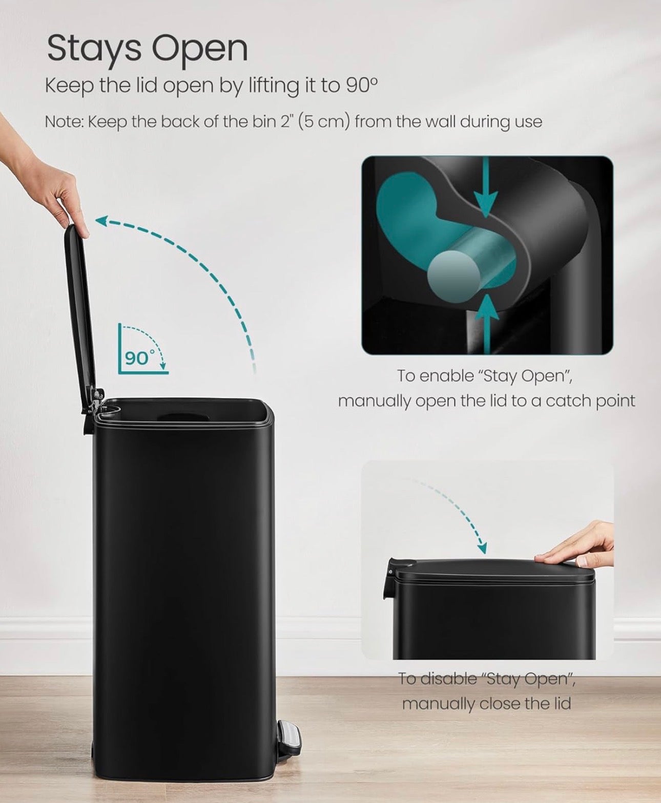 SONGMICS 8-Gallon Stainless Steel Step-On Trash Can