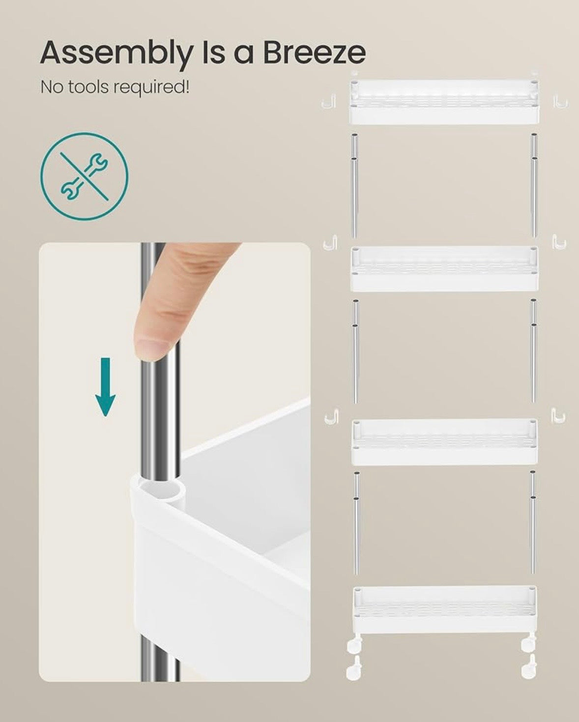 SONGMICS Slim Rolling Storage Trolley