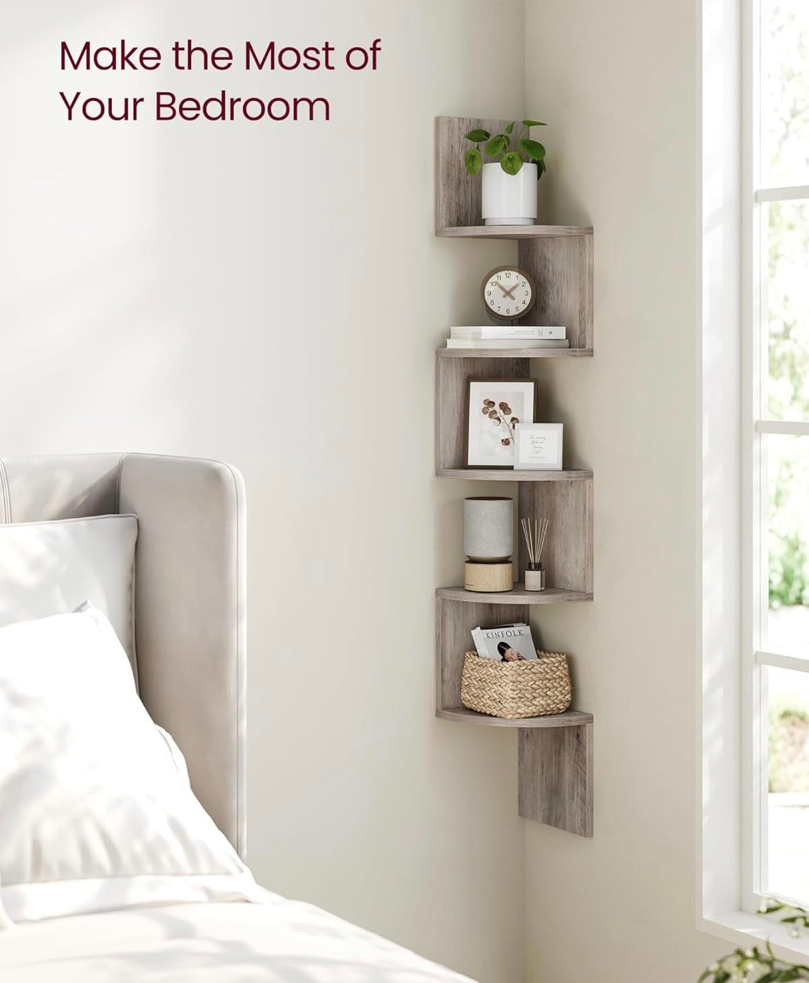 Modern 5-Tier Wall Mounted Corner Shelf