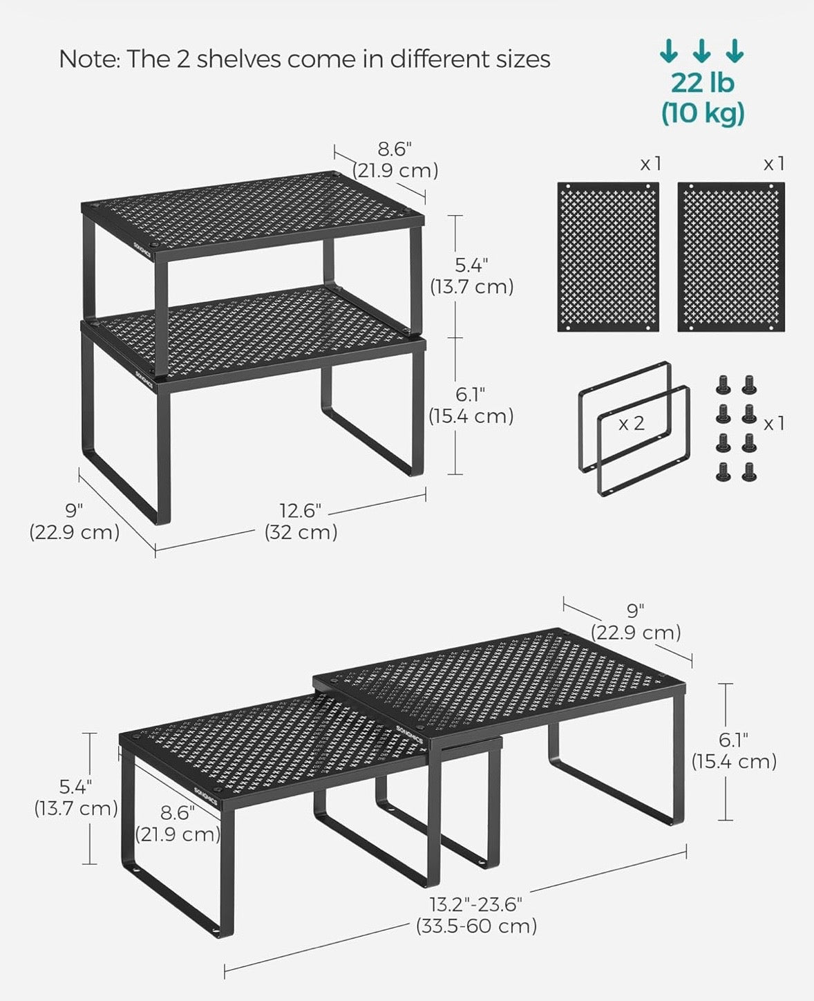 2-Tier Metal Cabinet Shelf Organizers