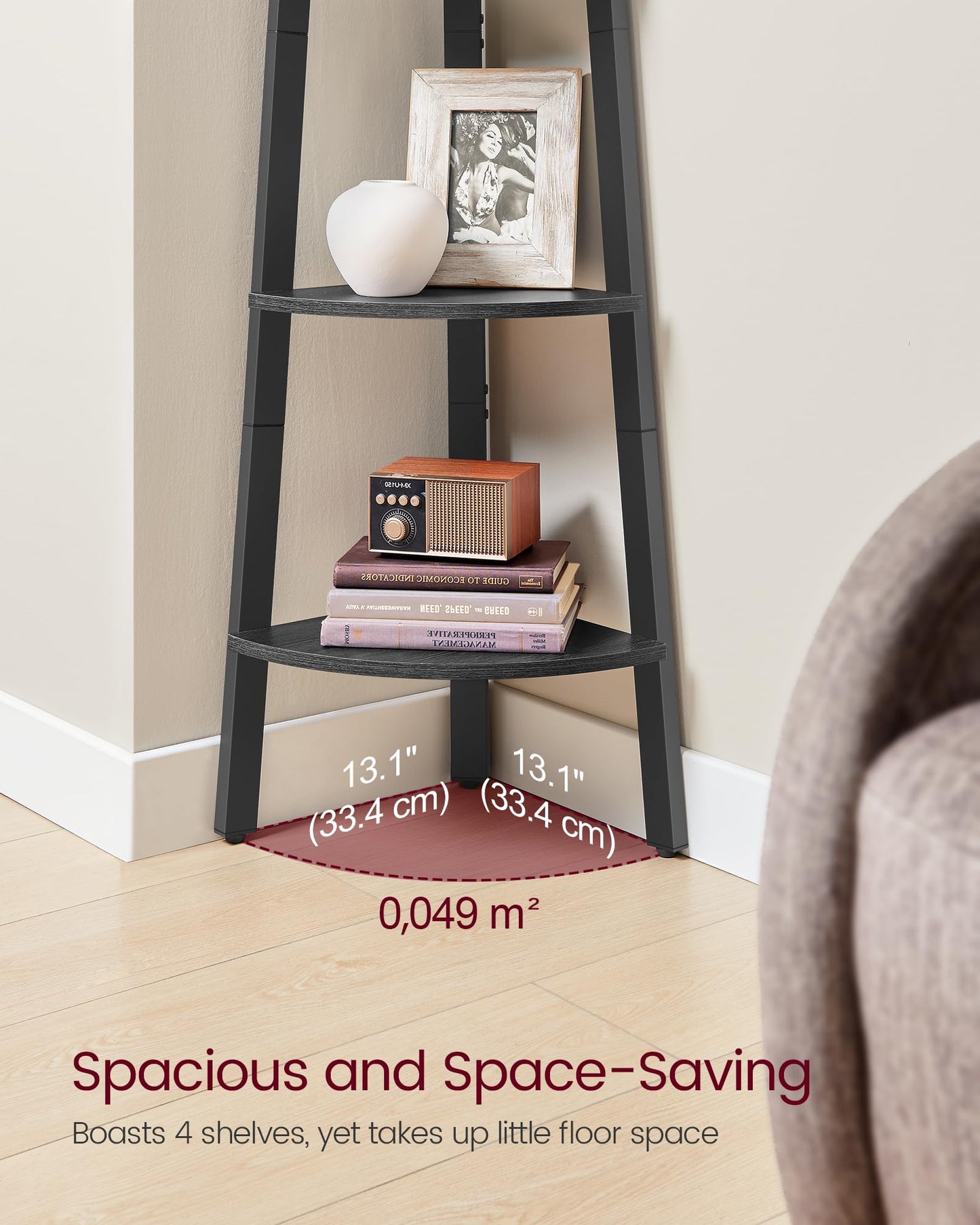 Industrial 4-Tier Corner Shelf