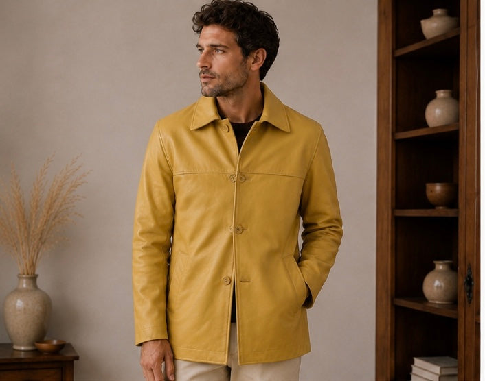 Men’s Premium Leather Mid Length Jacket