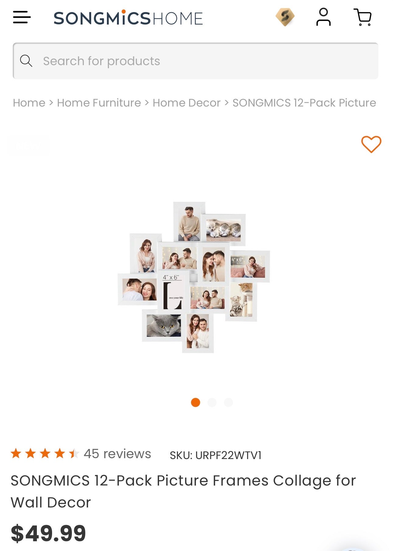 SONGMICS 12-Pack White Collage Picture Frame Set – 4 × 6 in