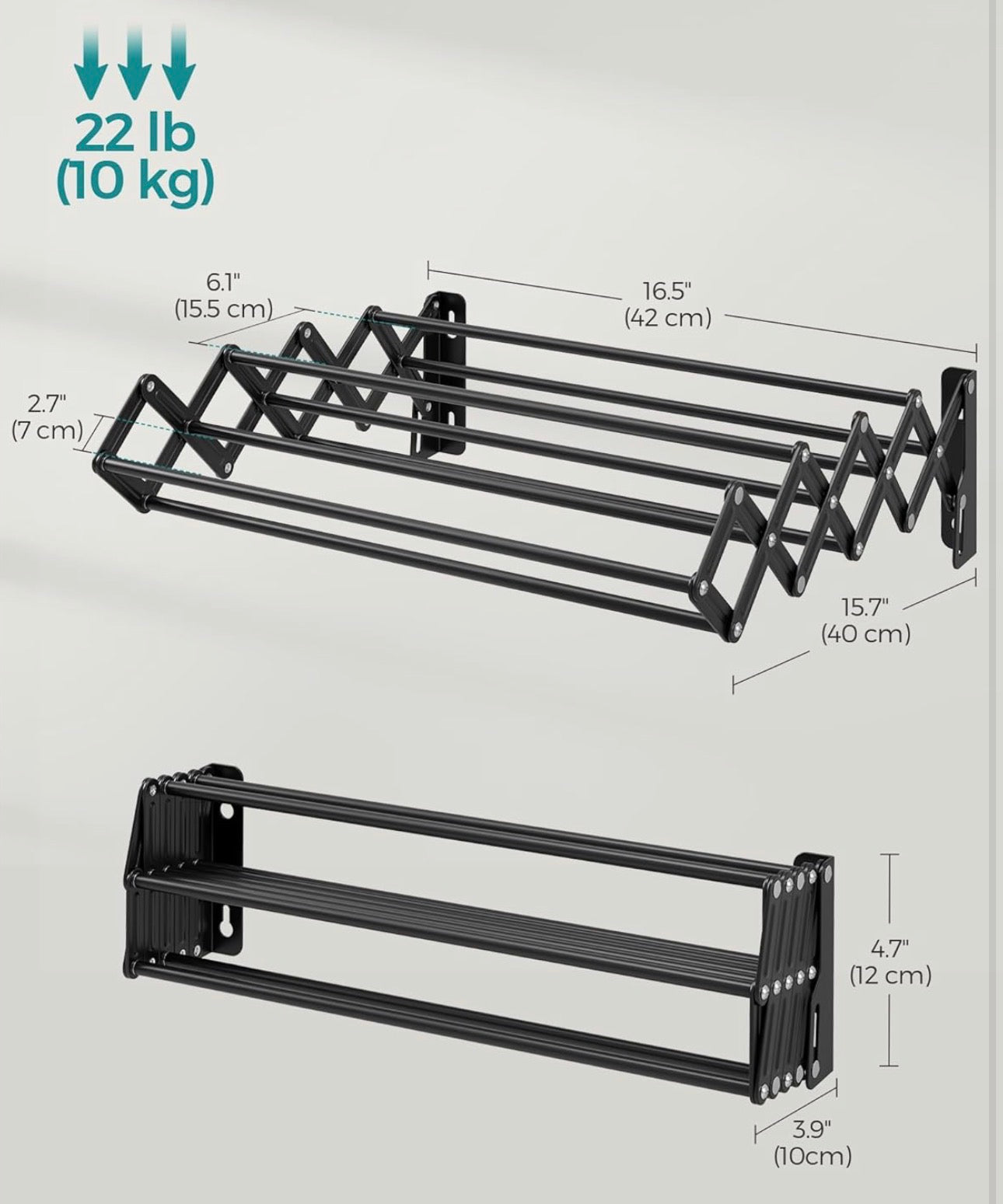 SONGMICS Wall-Mounted Folding Drying Rack