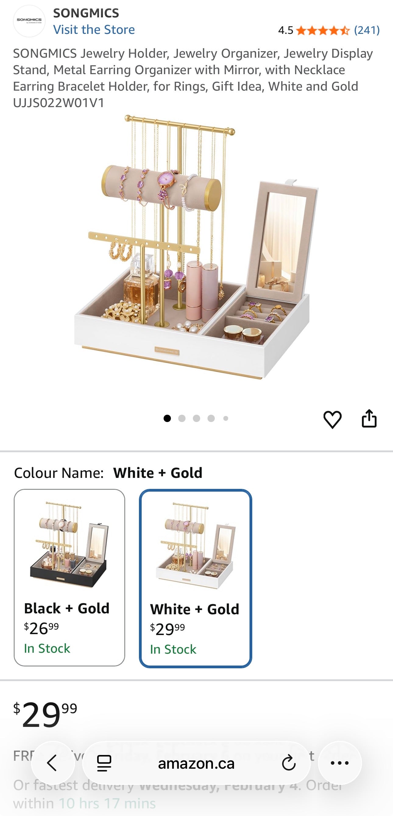 SONGMICS Jewelry Display Stand with Mirror