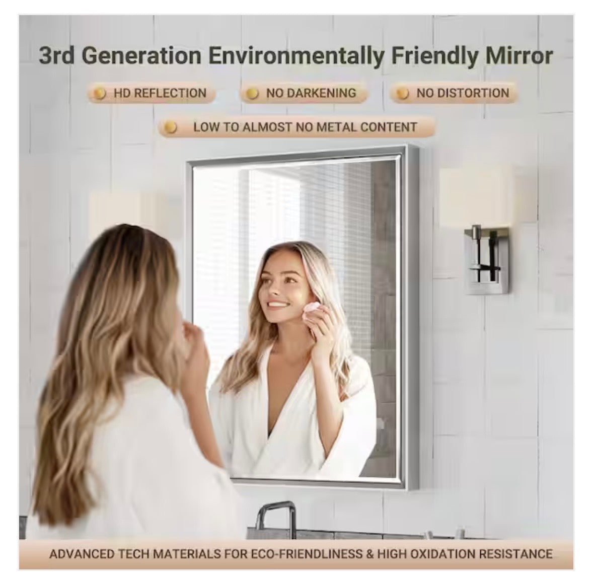 QueenFun 24” x 32” Modern Framed Bathroom Vanity Mirror